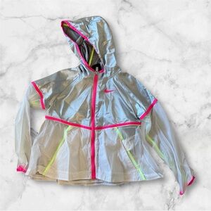 Girls NiKE Silver and Pink Hooded Rain Jacket 6x 6-7yrs old